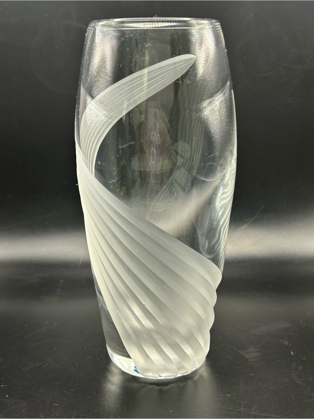Vintage Lenox Windswept Crystal Cut And Frosted Swirl Bud Vase 6 1/2”